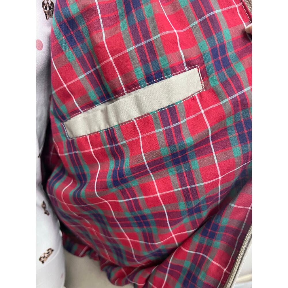 Vintage Field & Stream Jacket Mens XL Tan Gray Plaid Lined Harrington Coat 90s - Picture 6 of 6
